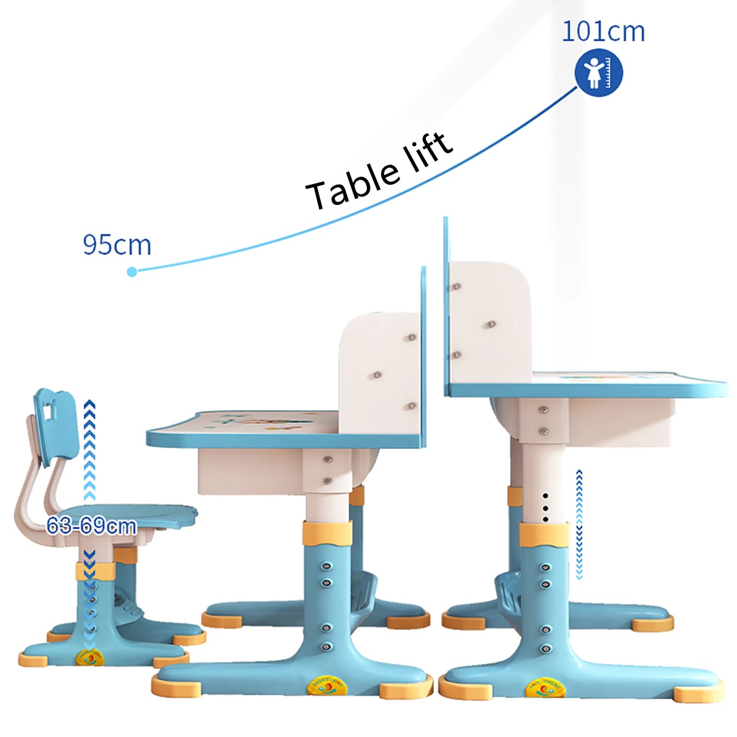 Kids Adjustable Height Study Table with Drawer Chair Set