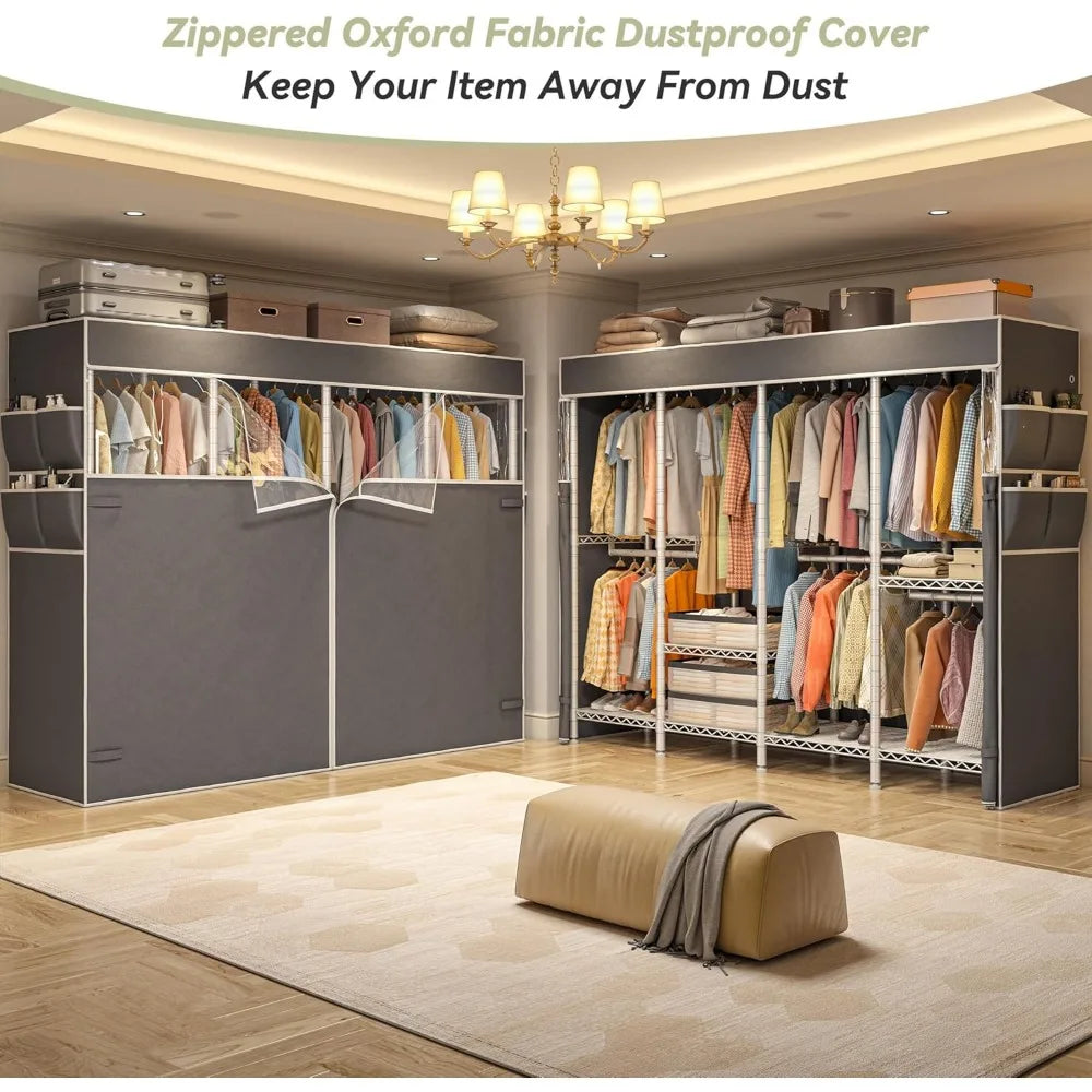 Heavy Duty Wardrobe Closet for Bedroom with Cover