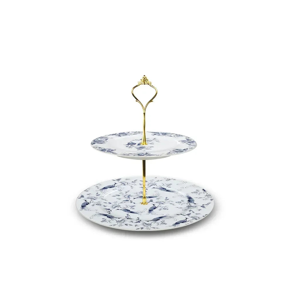 Bone Porcelain Dining Plate Coffee Tea Cup Flower Bird Tableware