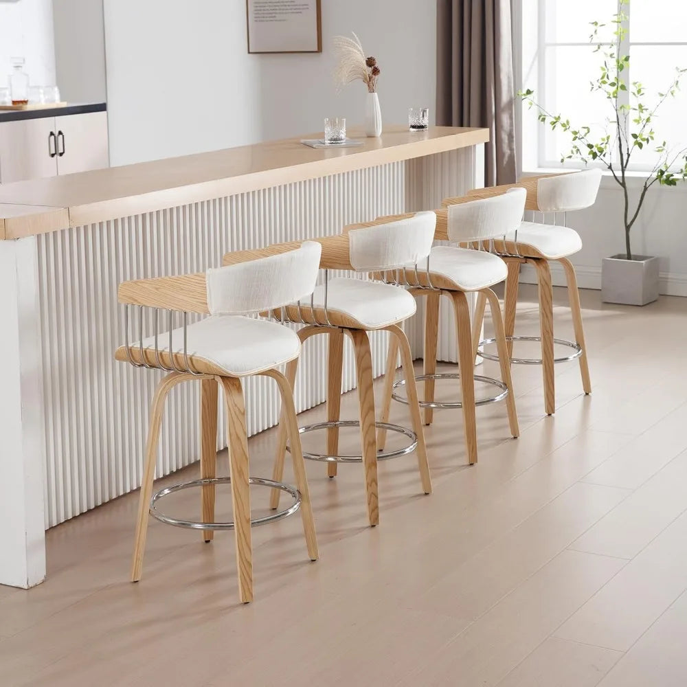 Set of 2 Upholstered Swivel Barstools with Back