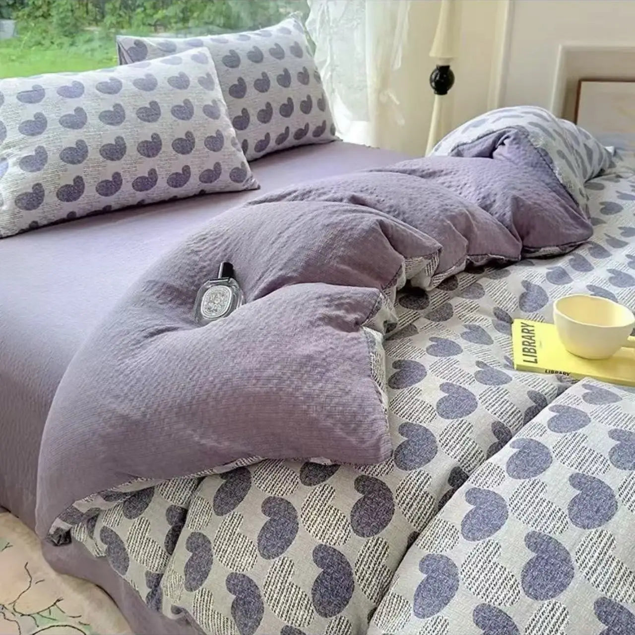 Bowknot Duvet Cover Set with Flat Sheet Pillowcase