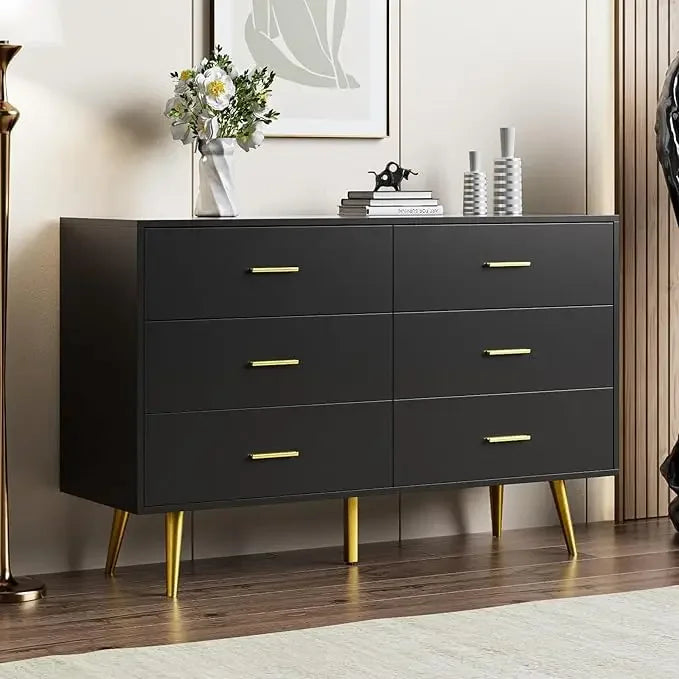 Wood 6 Drawer Dresser for Bedroom