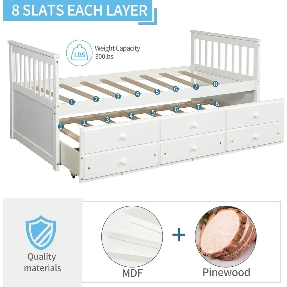 Children's storage double bed with stand