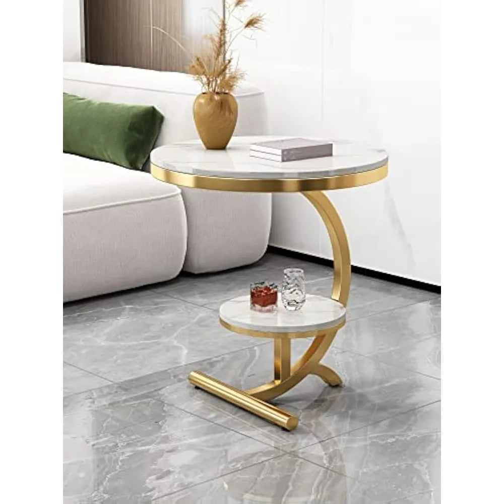 Round Coffee Table with Storage Shelf