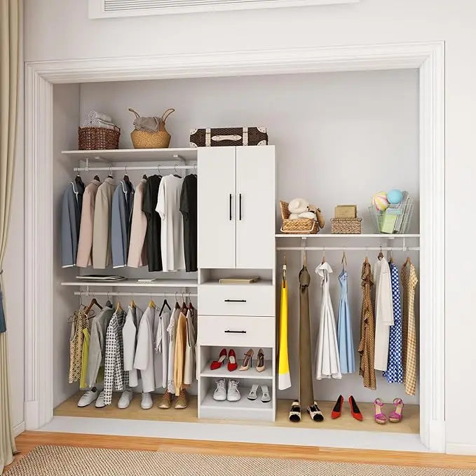 Portable Wood Closet System With 3 Drawers