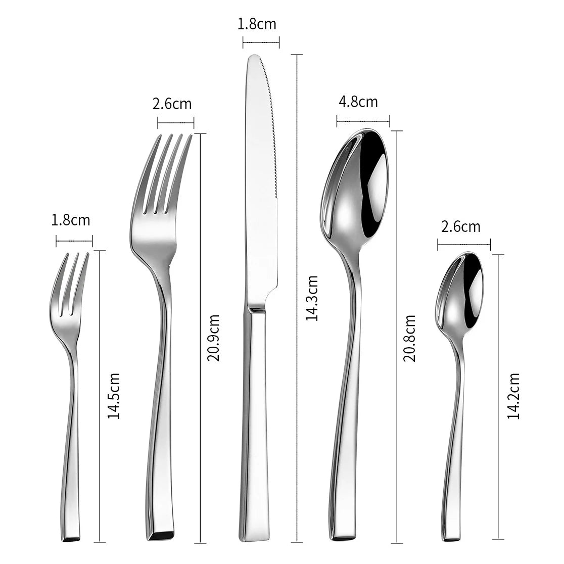 Stainless Steel Square Handled Tableware Set