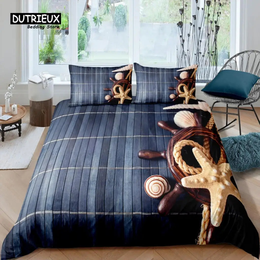 3D Starfish Anchor Duvet & Pillowcase Set