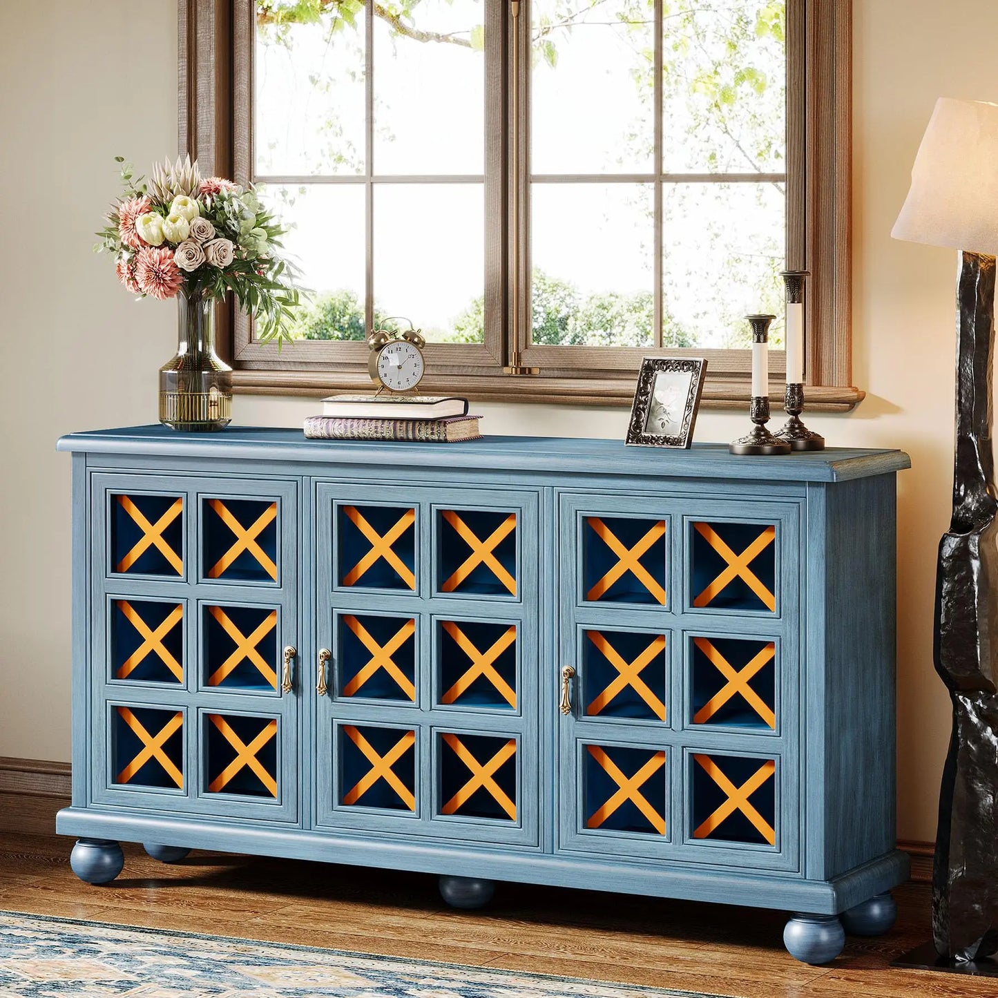 Blue Sideboard Cabinet with Storage
