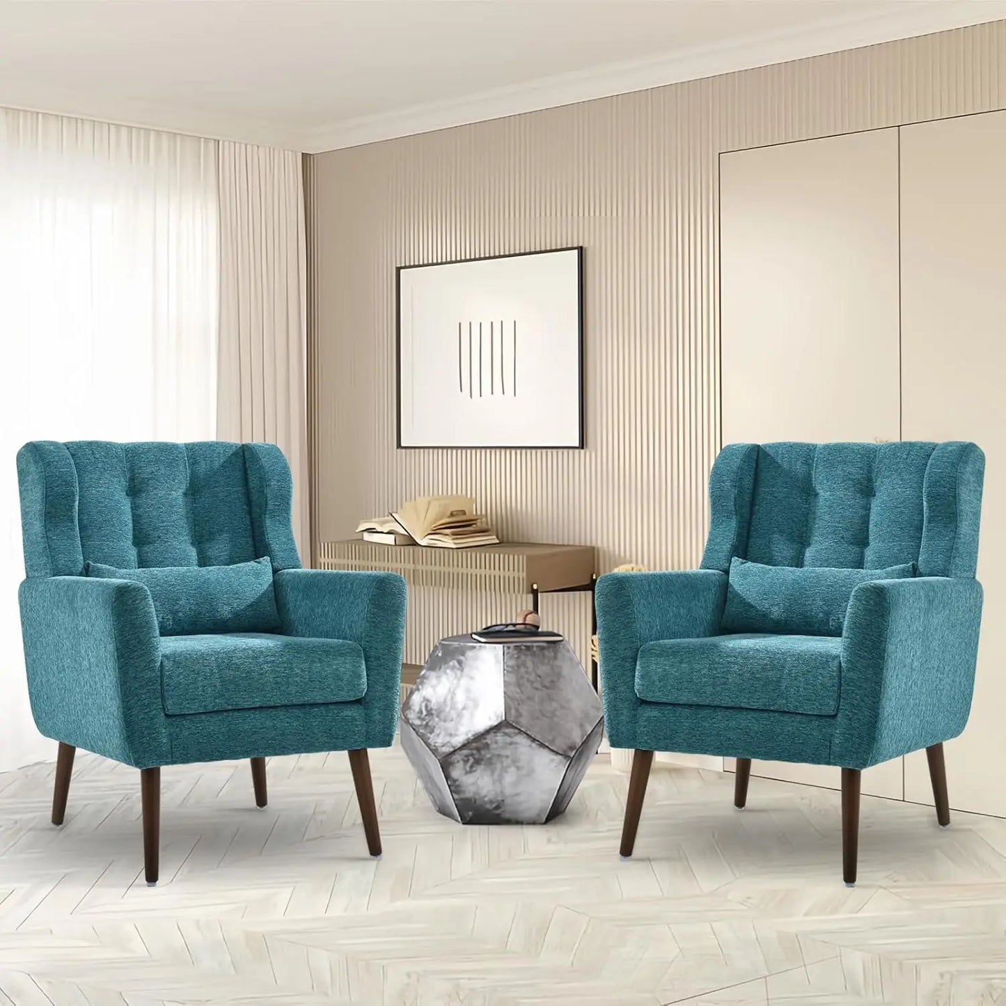 Modern Accent Chairs Set of 2, Teal
