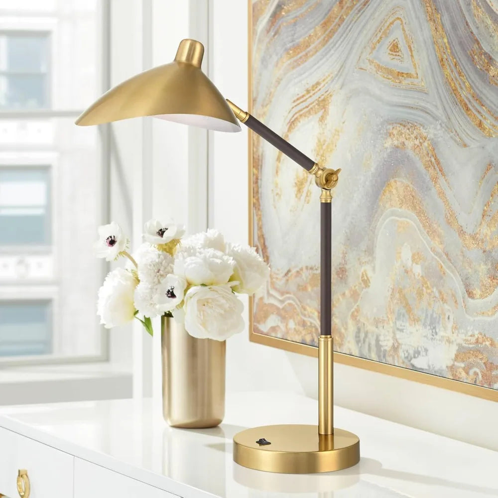 28" Tall Mid Century Modern Desk Lamp USB Port
