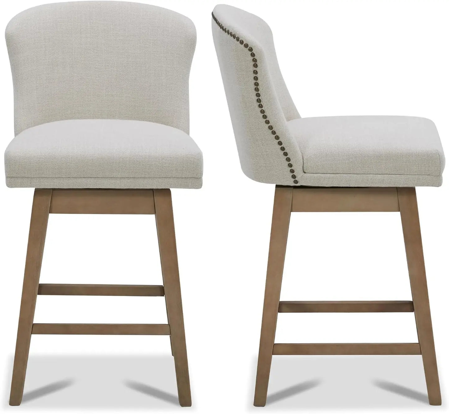 Set of 2 Counter Height Swivel, Upholstered Bar Stools