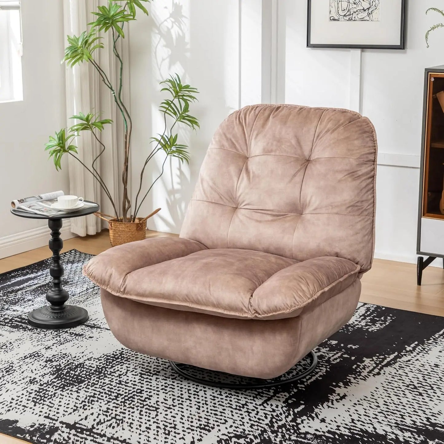 Modern Oversized Swivel Chair with Phone Stand
