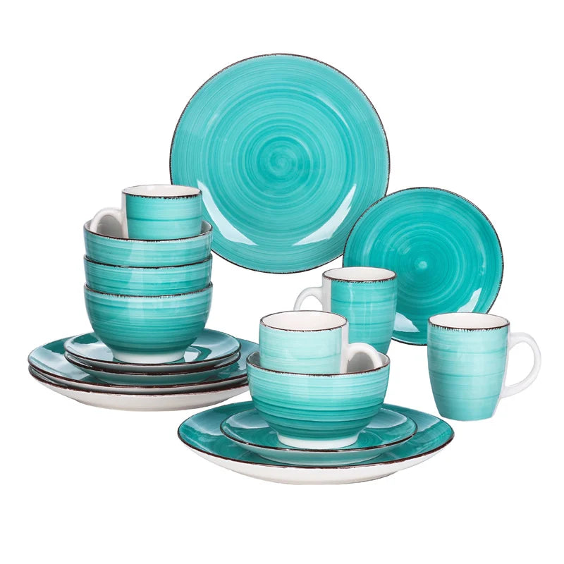 16Pcs Porcelain Dinnerware Set Vintage Ceramic
