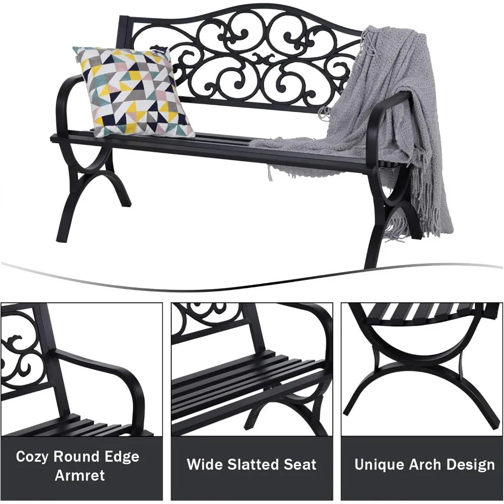 Cast Iron 50 Inches Outdoor Garden Bench