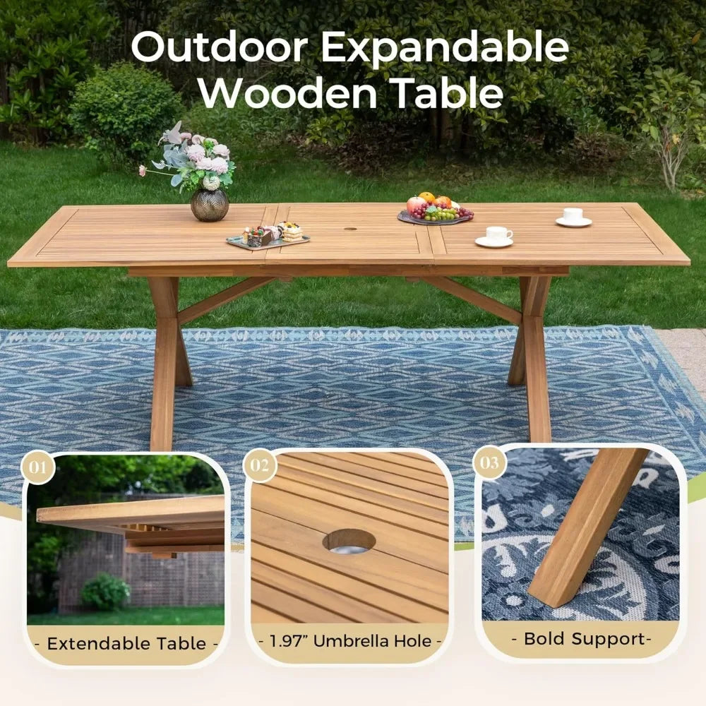 7Pieces Acacia Wood Patio Dining Table Set