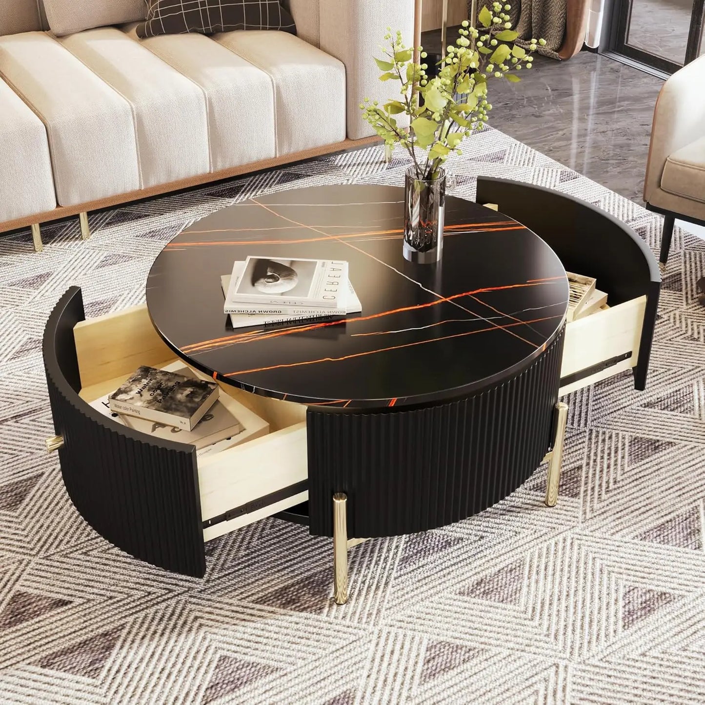 Nesting Coffee Table with Drawers