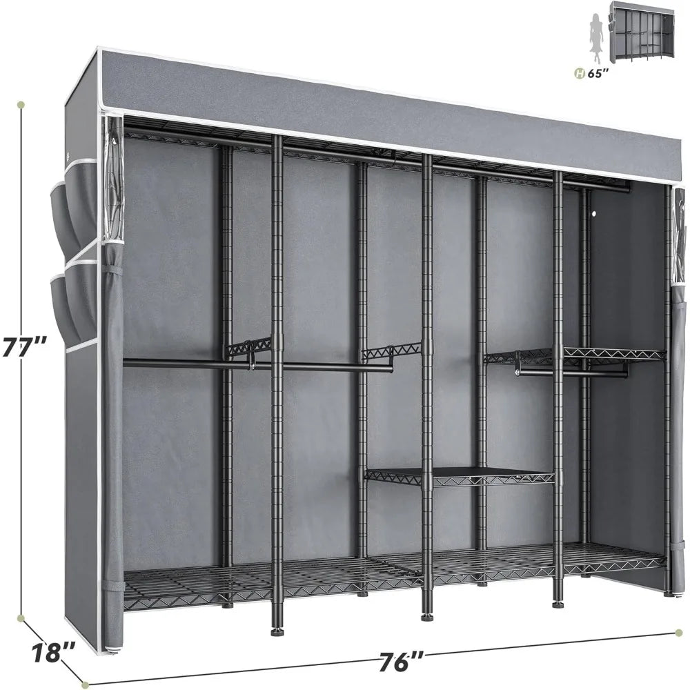 Heavy Duty Wardrobe Closet for Bedroom with Cover