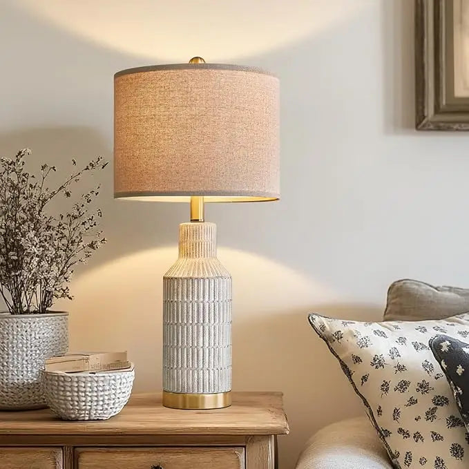 25in Modern Ceramic 3 Way Dimmable Touch Control Set of 2 Table Lamp