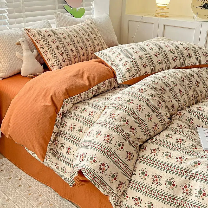 Bowknot Duvet Cover Set with Flat Sheet Pillowcase