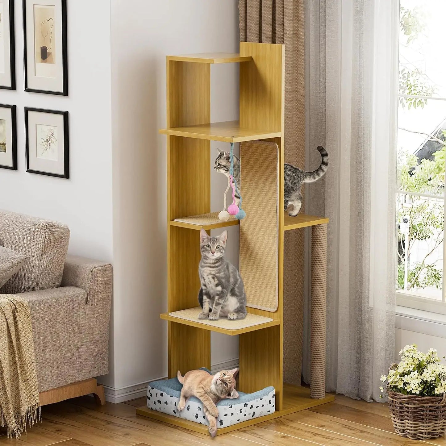Multi-Level Modern Tower with Sisal Scratching Posts