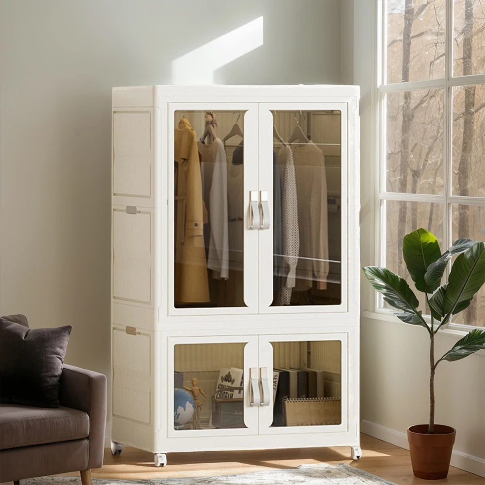 Bedroom Closet Collapsible Wardrobe Furniture with Hanging Rod