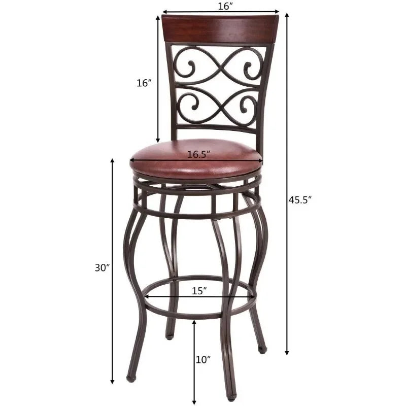 Vintage Bar Stools Set of 2, Swivel, 30" Height