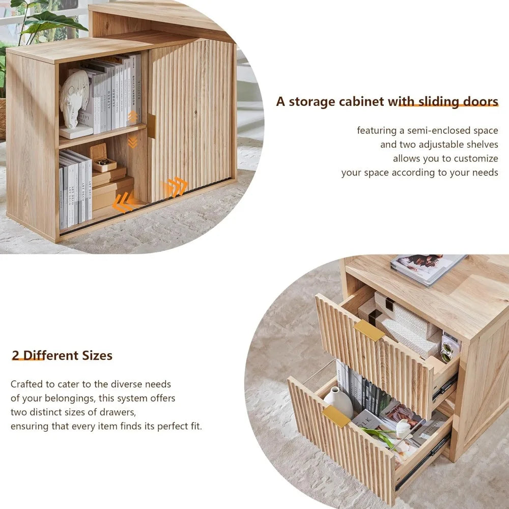 Modern L Shaped Home Office Desk with Storage