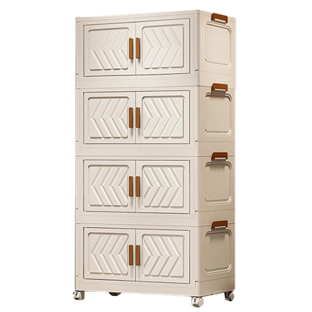 4 Tier Plastic Storage Containers with Doors & Wheels