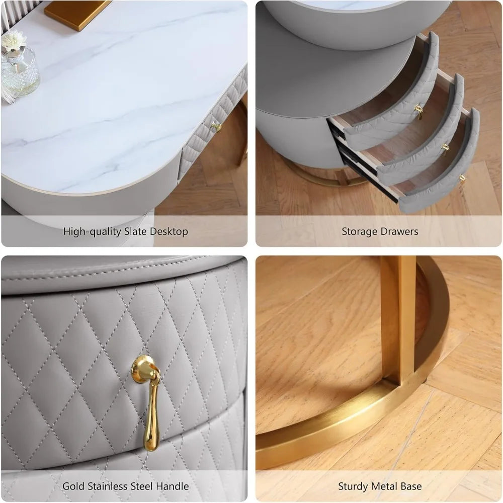 Luxury Makeup Table with Storage Drawers & Stool