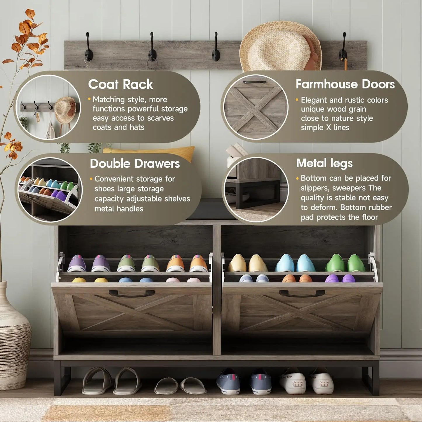 Shoe Storage Bench & Coat Rack