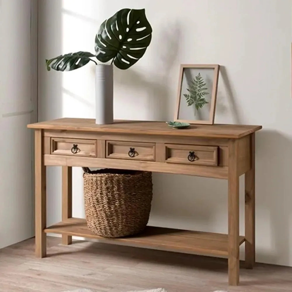Solid Wood Console Table with Drawers