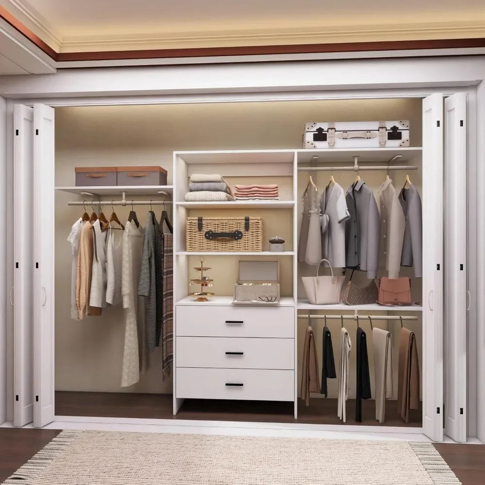 Portable Wood Closet System With 3 Drawers