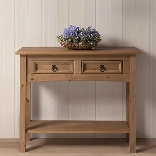 Solid Wood Console Table with Drawers