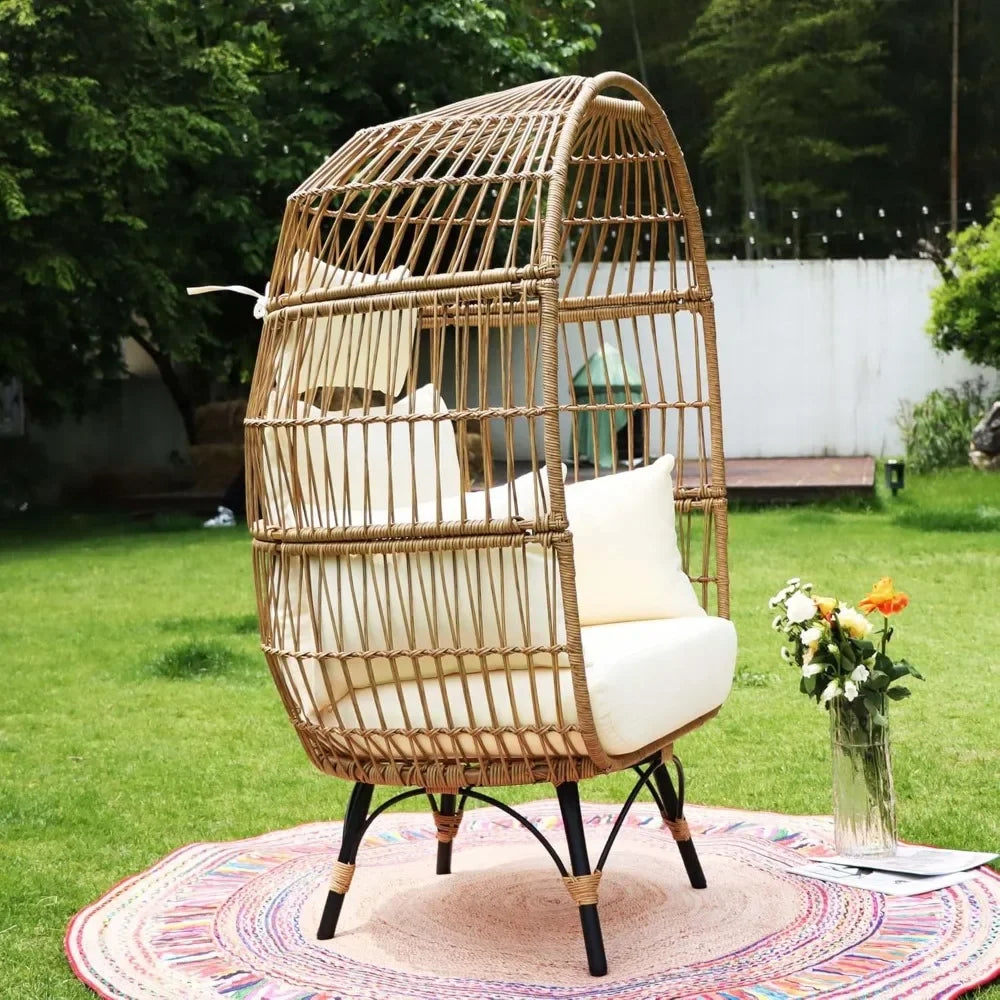 Modern Stationary Wicker Egg Chair