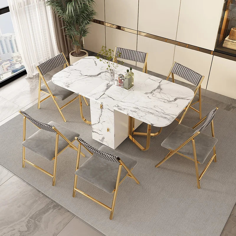 Movable Folding Dining Table with Storage Rack