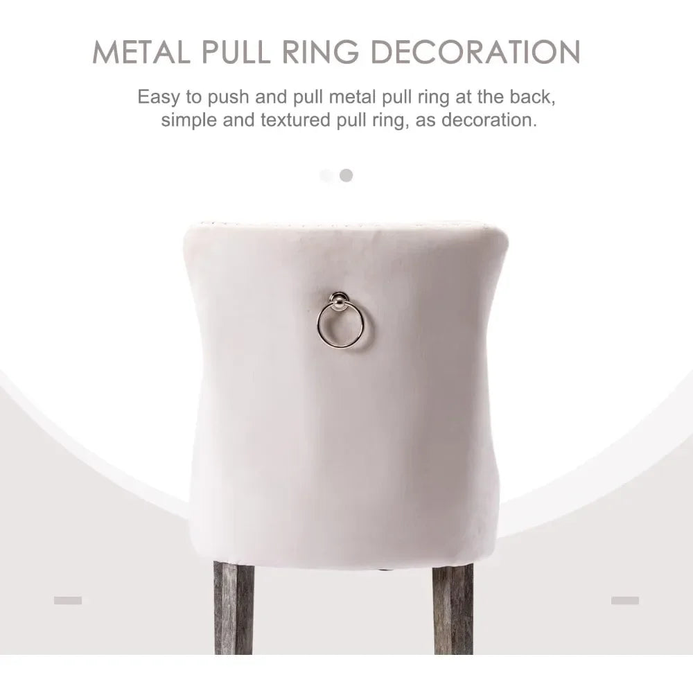 27" Modern Velvet Bar Stools with Button Decor Set of 4