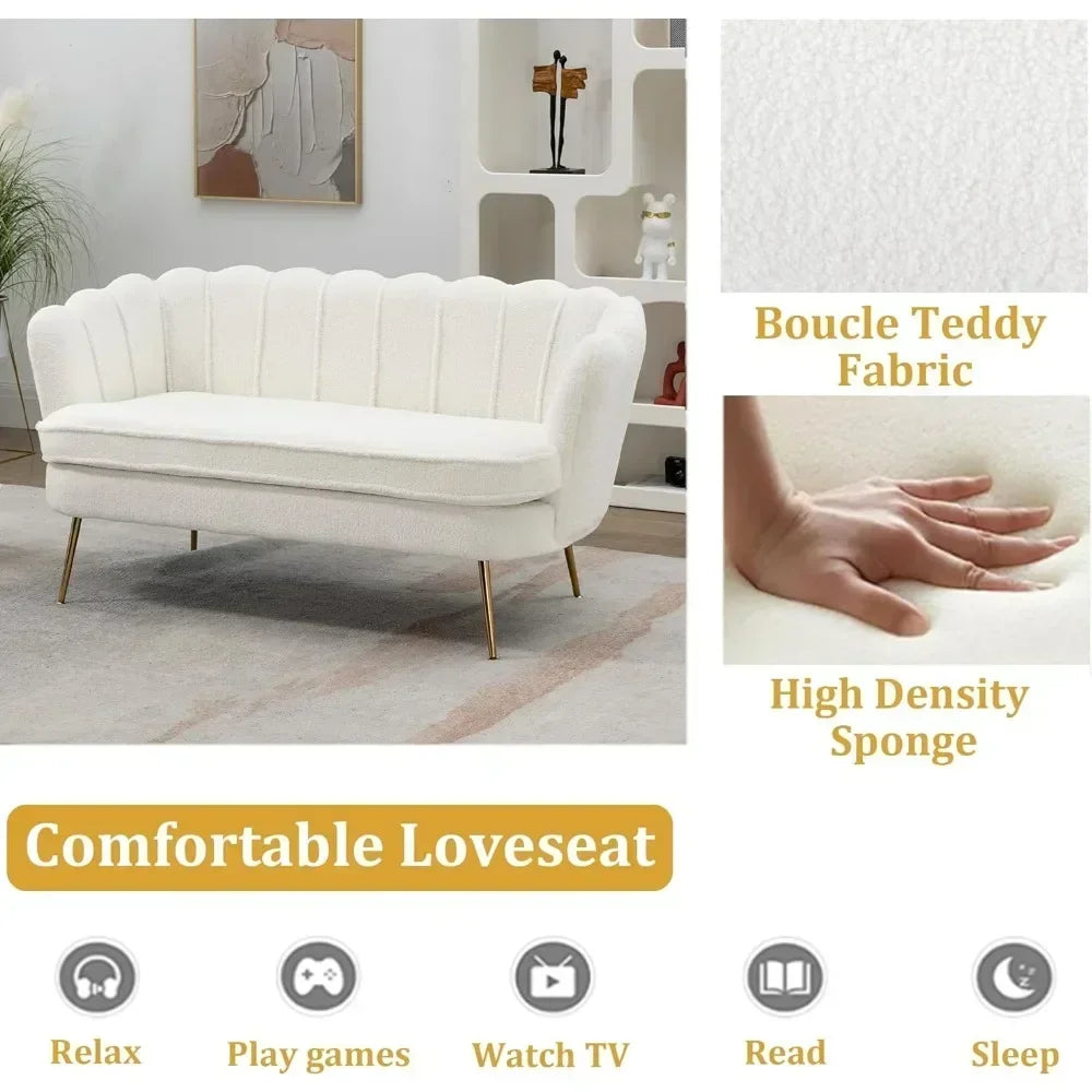 59” Modern 2 Seater Sofa with Flower Backrest