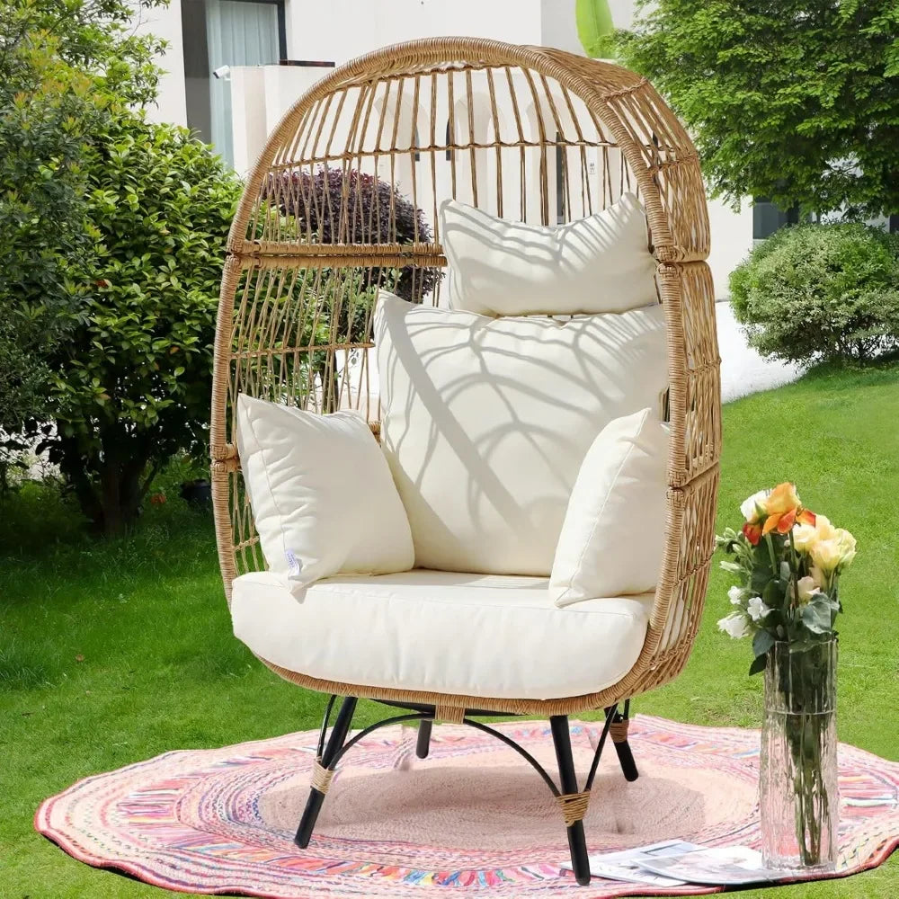 Modern Stationary Wicker Egg Chair