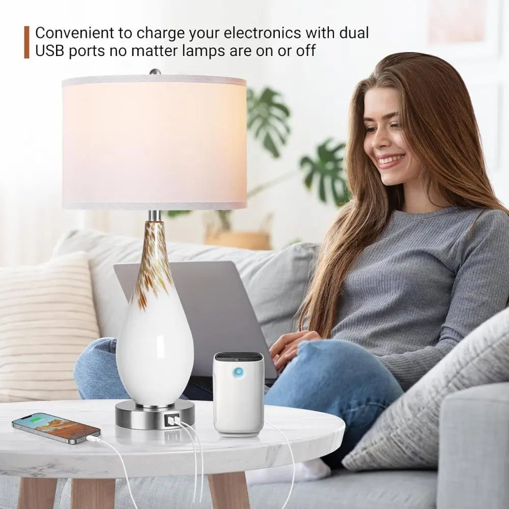 Modern Art Glass Touch Control Table Lamps Set of 2