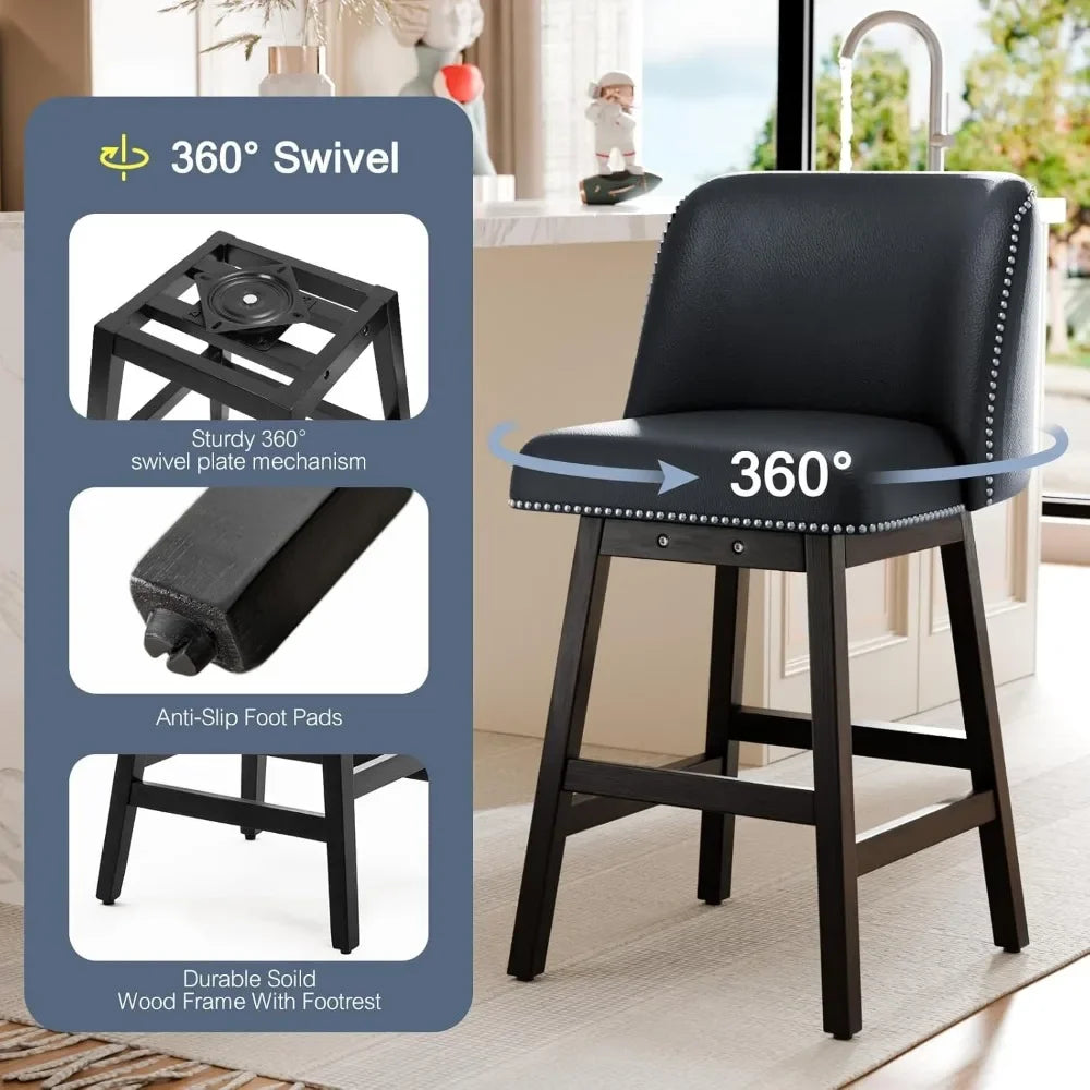 Set of 4, 26" Swivel Counter Height Bar Stools