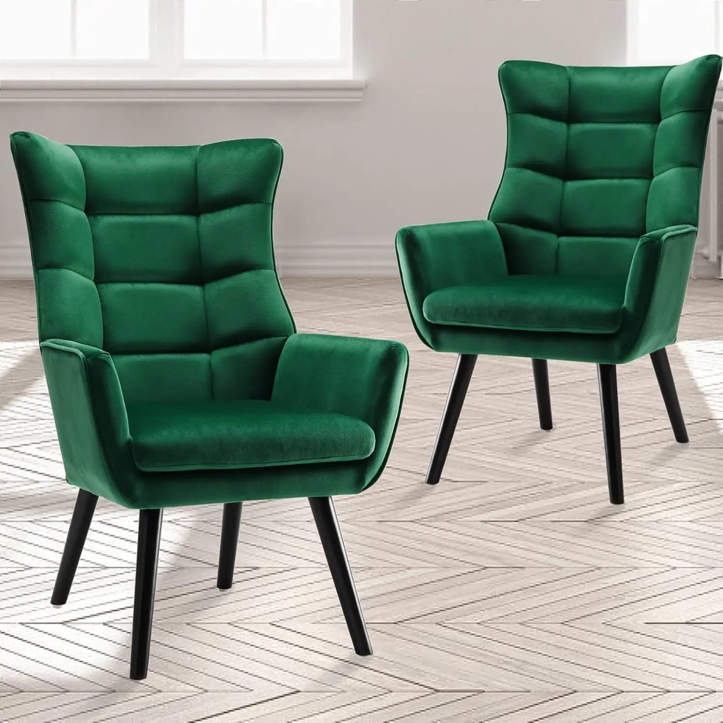Velvet Wingback Accent Chairs