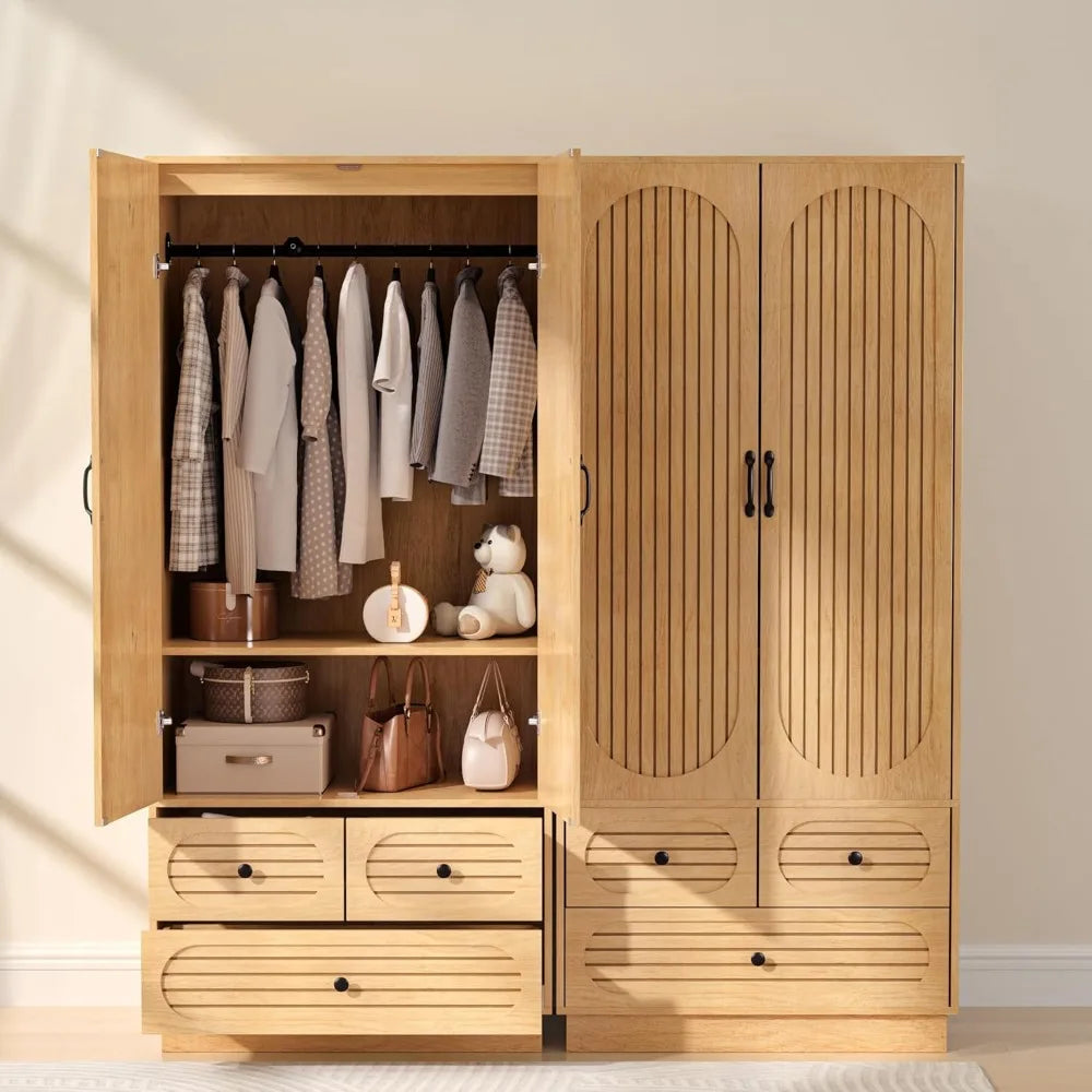 Fluted Wardrobe Closet with Doors