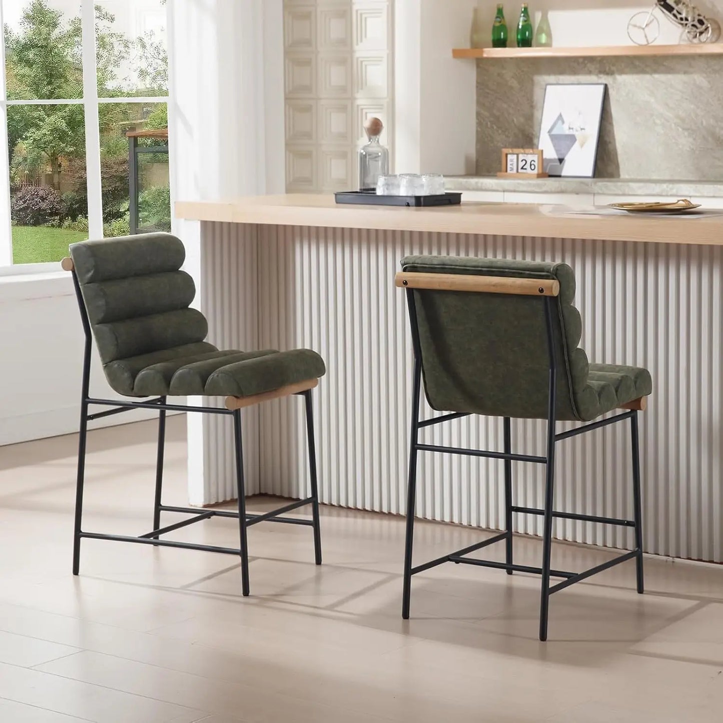 25" Modern Upholstered Counter Stools Set of 4
