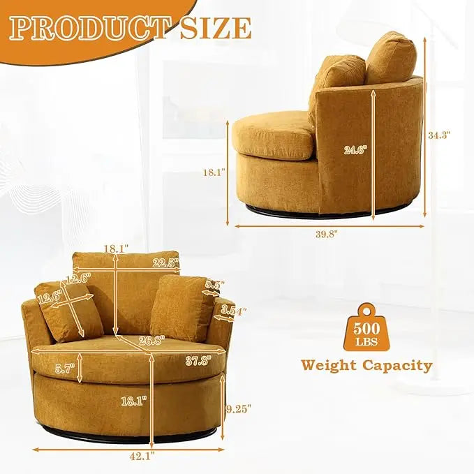 Comfy Swivel Barrel Chair for Living Room