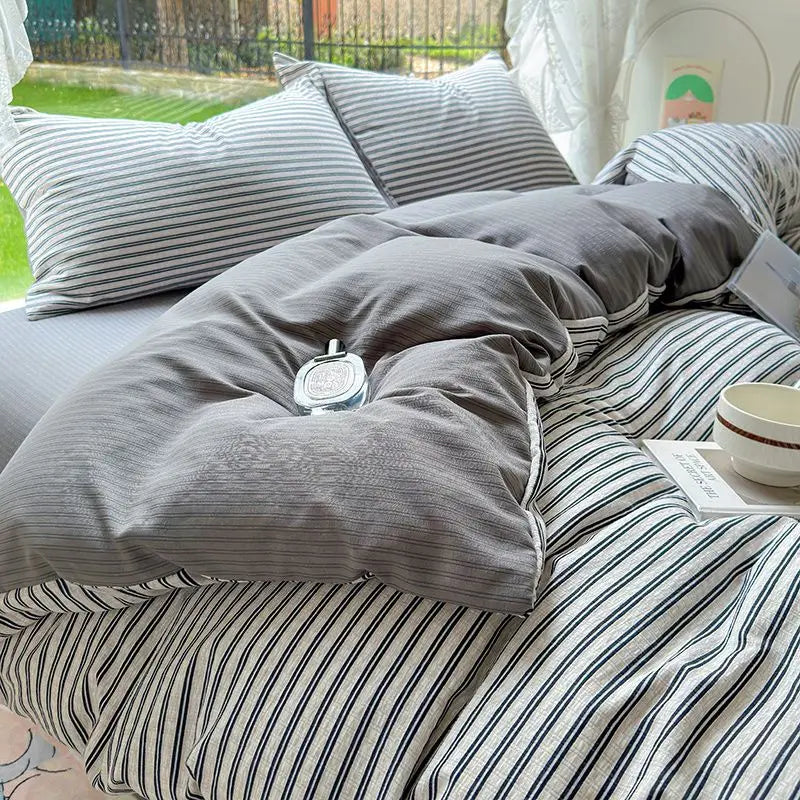 Bowknot Duvet Cover Set with Flat Sheet Pillowcase