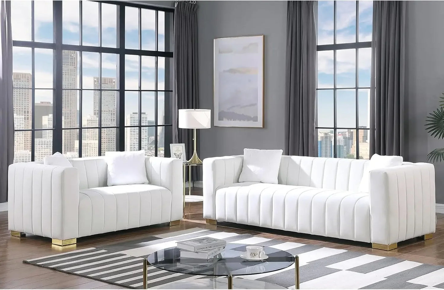 2 Pcs Living Room Sofa and Loveseat