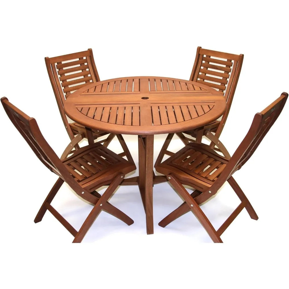 Eucalyptus Round Folding Outdoor Dining Table