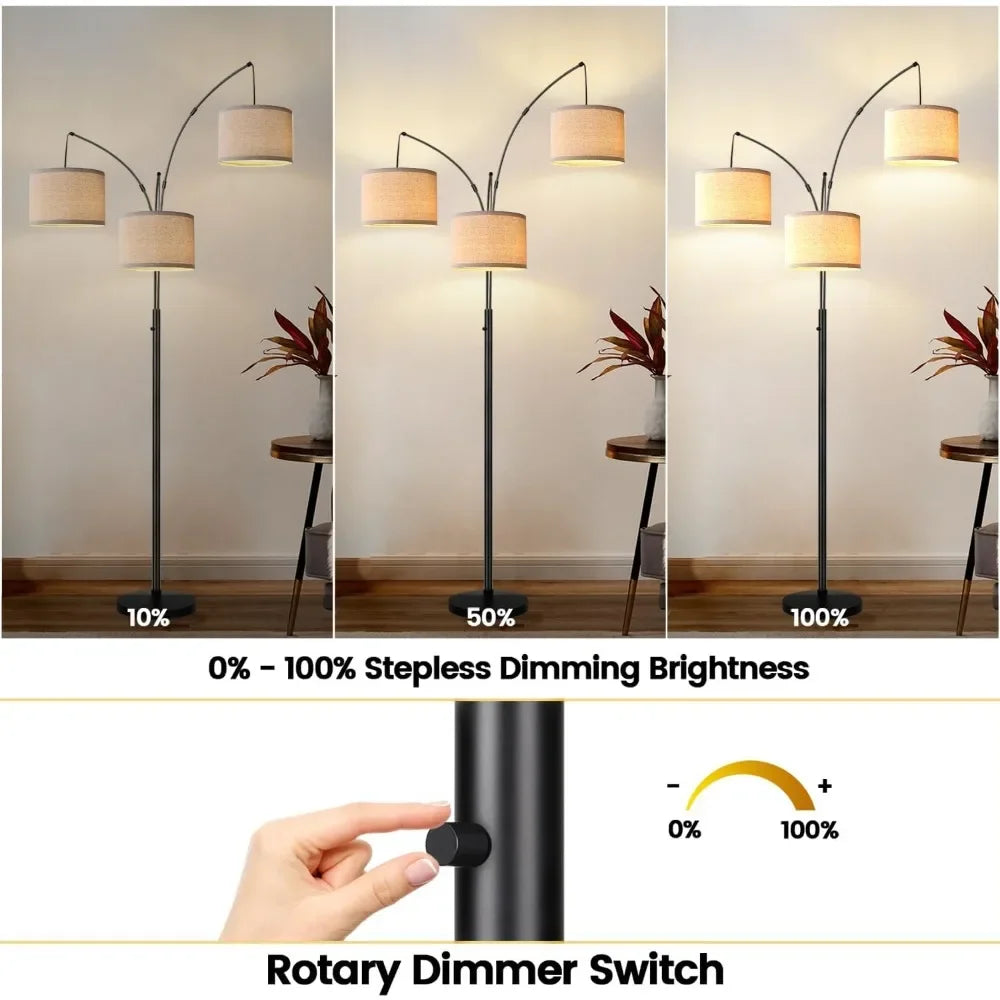 Tall 3 Lights Arc Floor Lamps