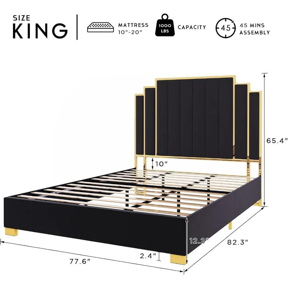 Modern Queen Size Platform Bed and Headboard