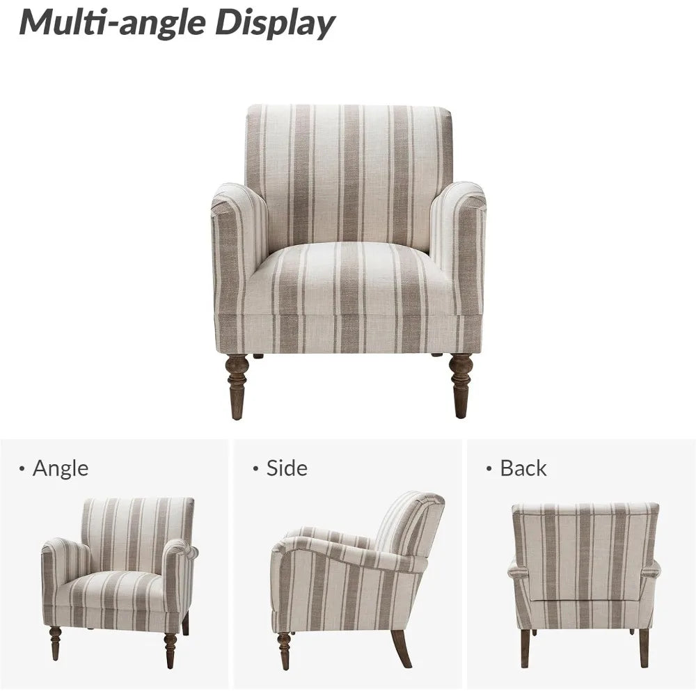 Modern Accent Chair with Arms and Wooden Legs